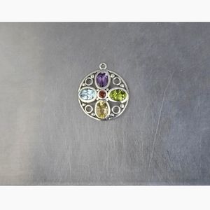 SOLD Beautiful Sterling Silver Multi-Stone Pendant - 2.5g
